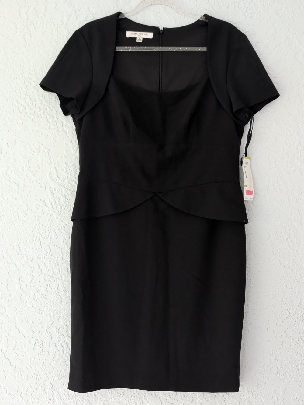 NWT Evan Picone Black Peplum Sheath Dress | Size 14